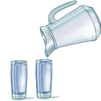 Maths Gr 1 2glasses 1jug Jug filling 2 glasses of water.